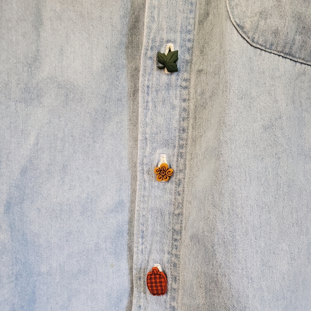 Vtg Custom Button Autumn Fall Themed Button Down - image 2